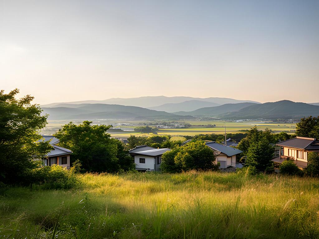 静岡県袋井市の住宅地、緑と遠州の穏やかな風景が見える敷地